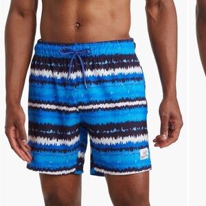 Beach bros. Men’s swimming trunk acid stripe pool beach wear orange large